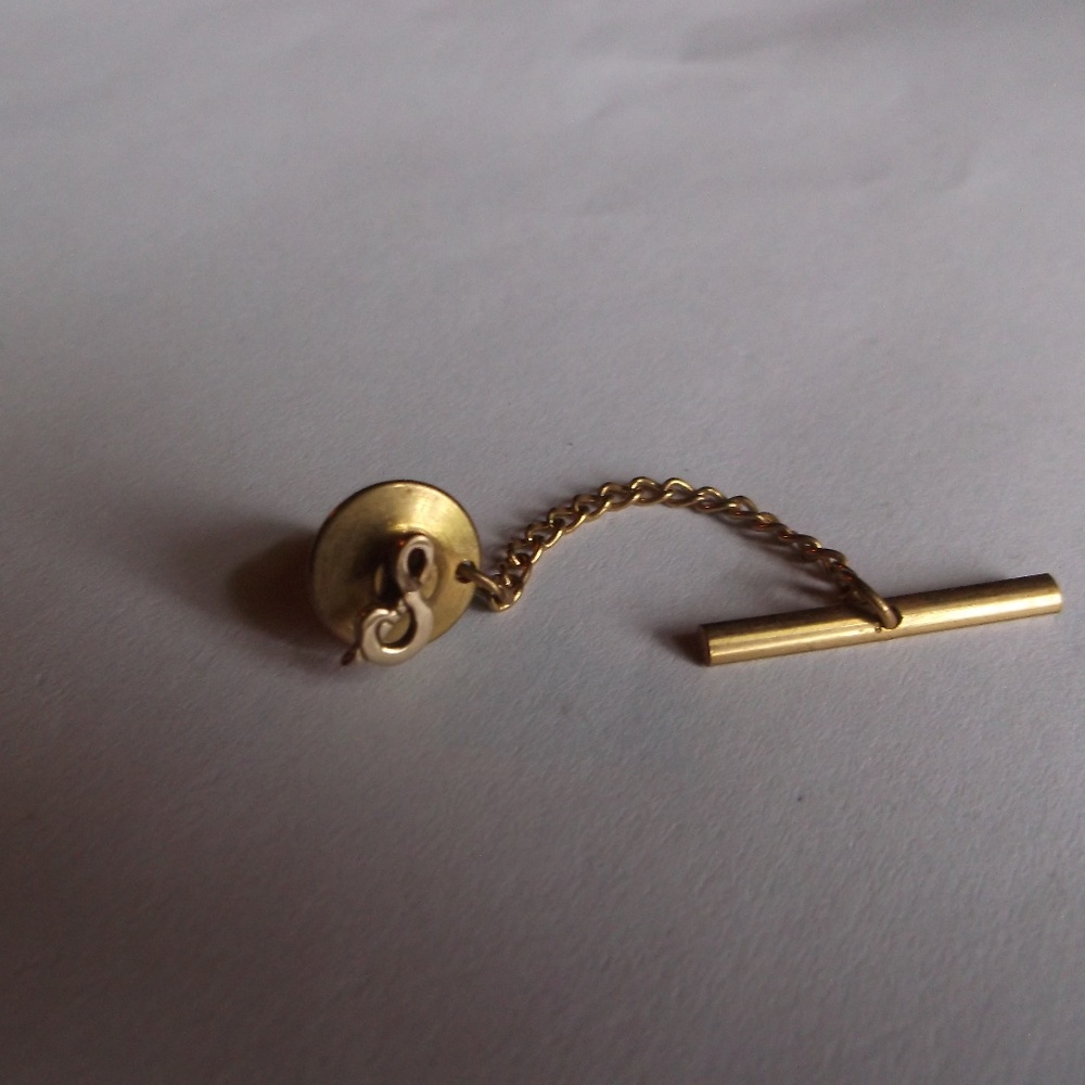 Vintage Men's Gold Initial "S" Tie Tack